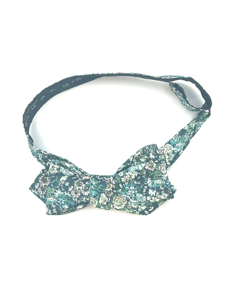 MENS Blue and Green Floral Bow Tie