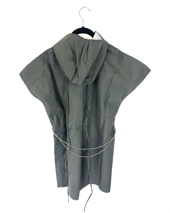 Dark Gray Short Sleeve Raincoat With Bungee Belt - Size 2/4,  4/6, 6/8, and 8/10