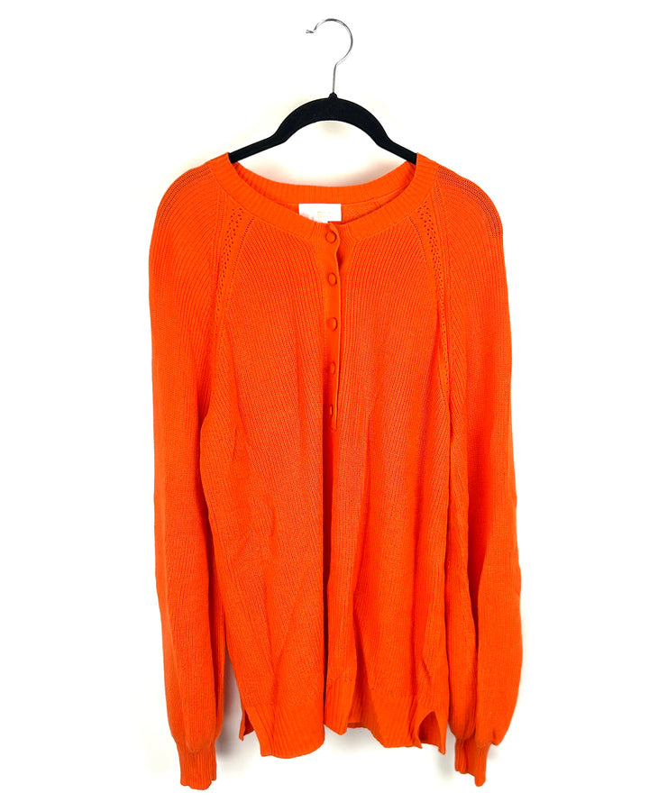 Bright Orange Half Button Up Sweater Top - Size 6/8