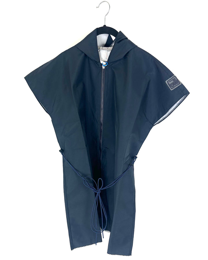 Dark Navy Short Sleeve Raincoat With Bungee Belt - Size 2/4,  4/6, 6/8, and 8/10