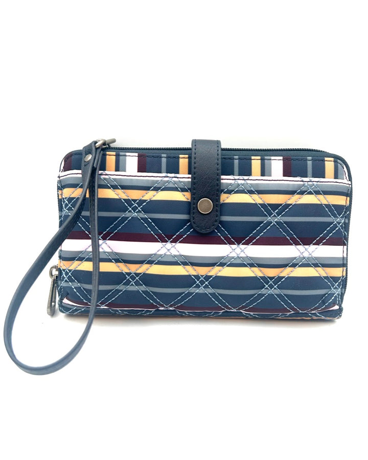 Blue Quilted Multicolor Crossbody Bag / Wristlet