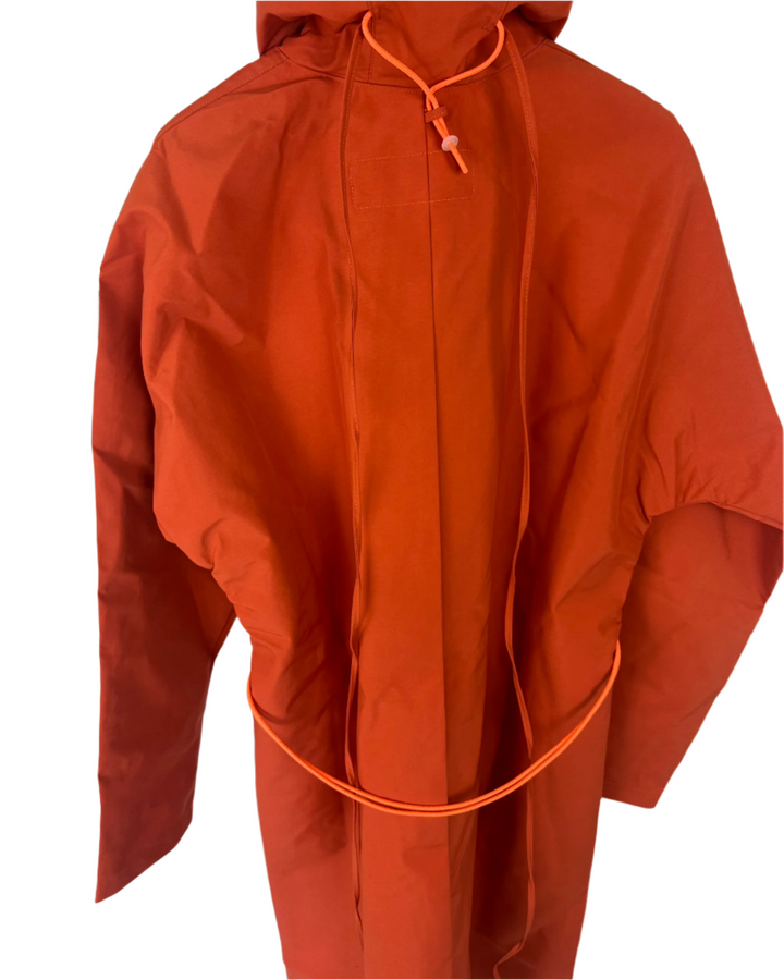 Orange Long Raincoat With Bungee Belt - Size 8/10 and 10/12