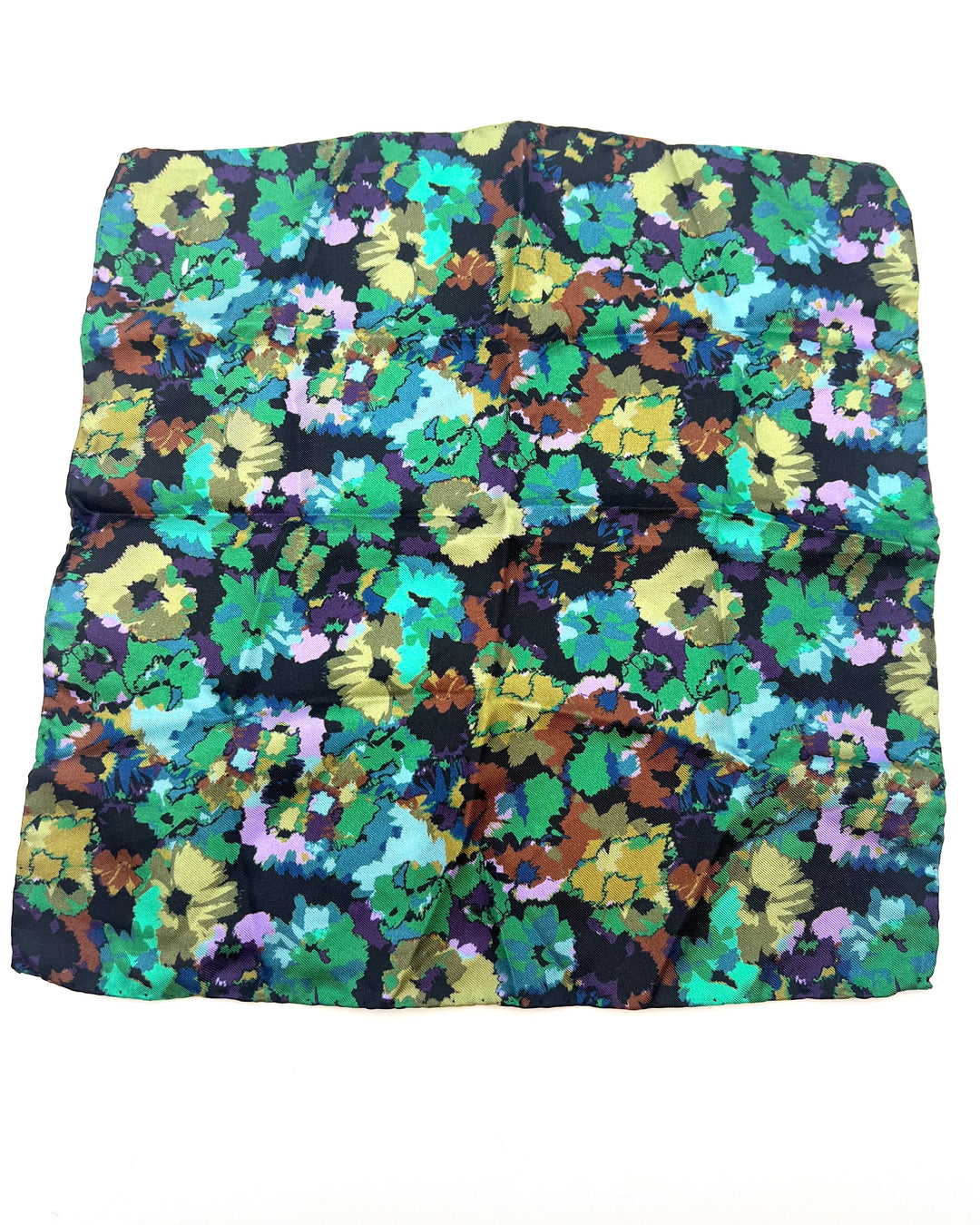 MENS Green Watercolor Flower Pocket Square