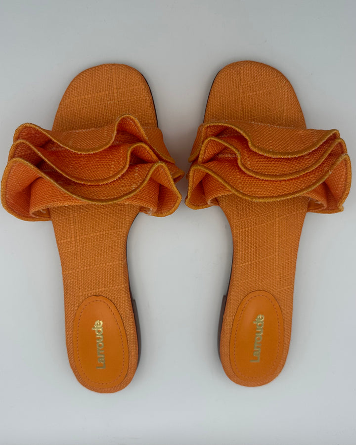 Orange Raffia Ruffle Sandal - Size 6.5