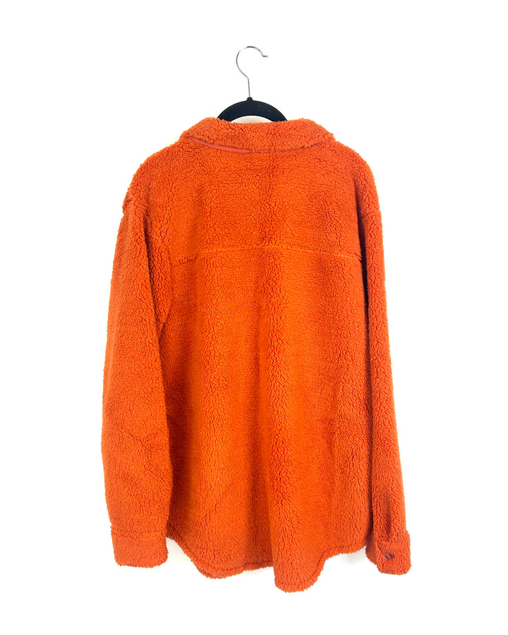 Orange Button Up Fuzzy Sherpa - Size 6/8