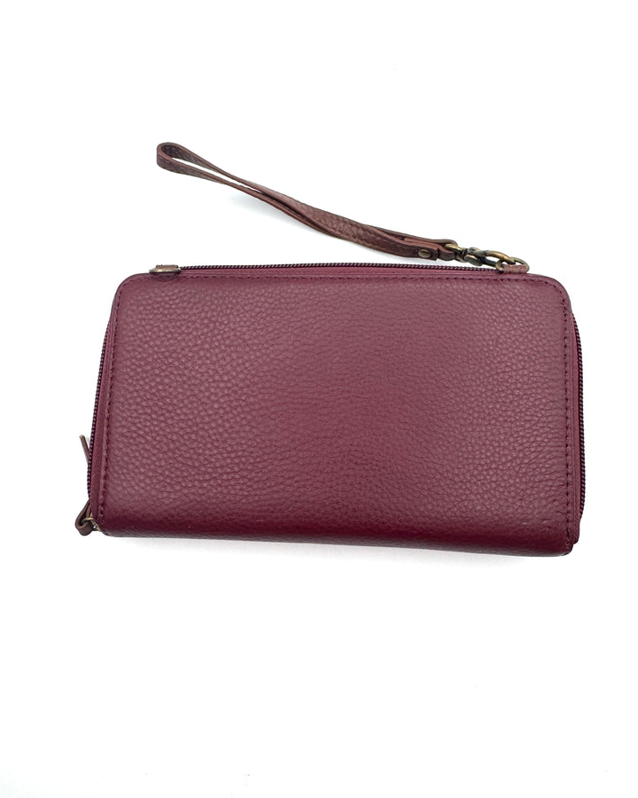 Burgundy Red Multiway Initial Crossbody With AME Initials
