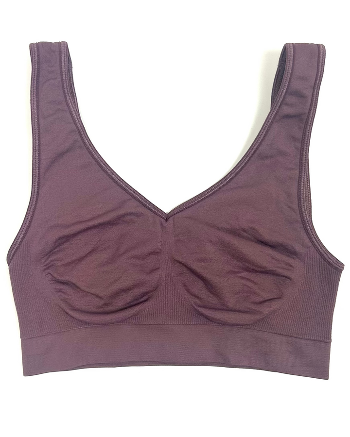 Dark Lilac V-neck Sports Bra - Extra Small