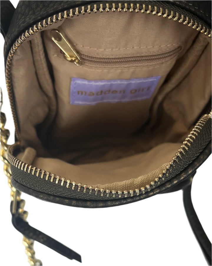 Black/Brown Gold Reflective Crossbody With Adjustable Strap