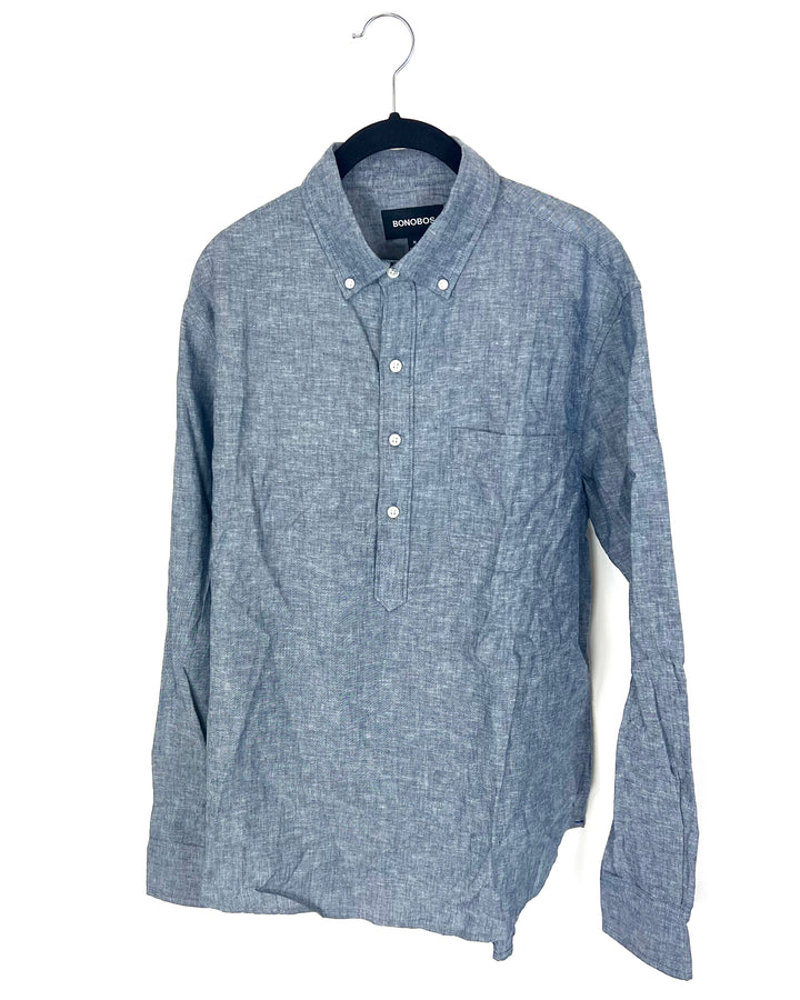 Mens Blue Heathered Shirt - Medium