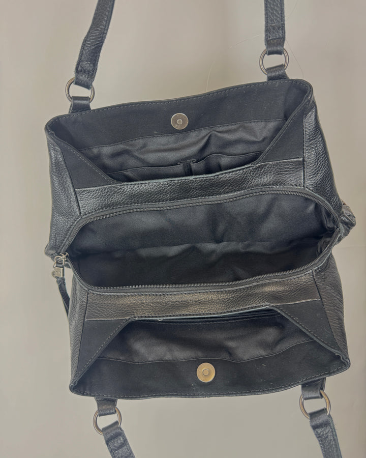 Black And Abstract Printed Satchel