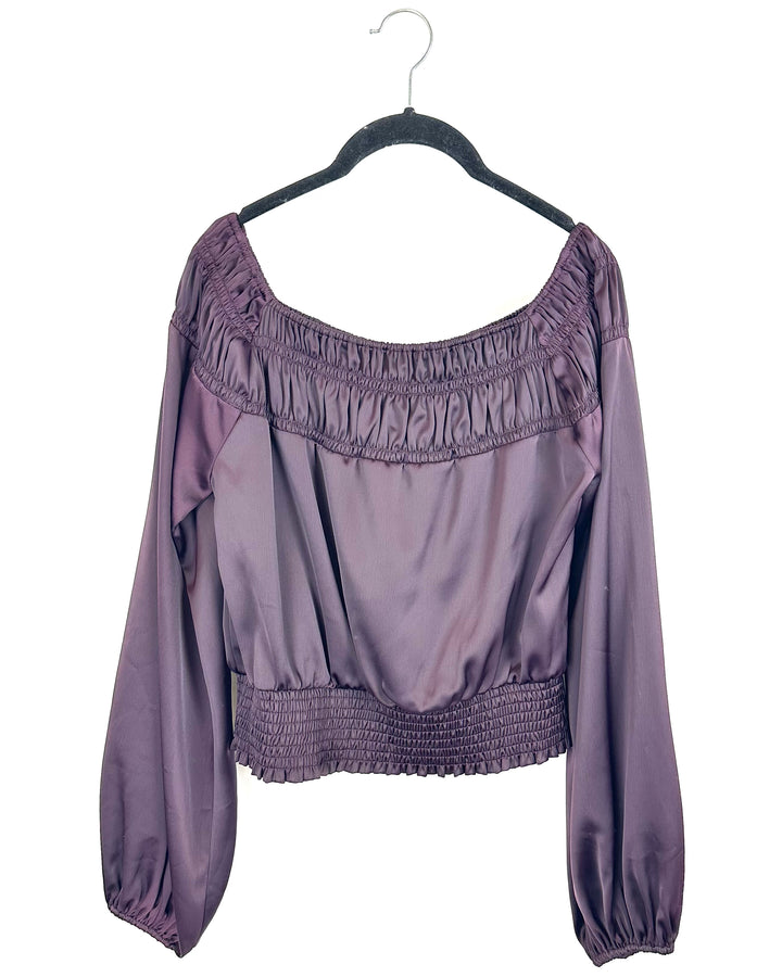 Deep Purple Ruched Crop Blouse - Size 2/4