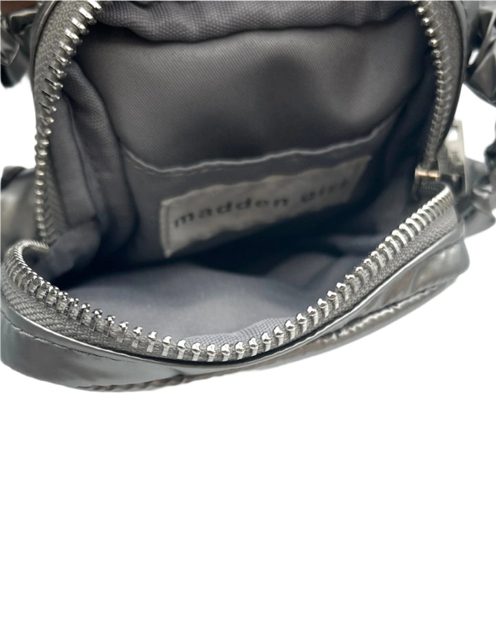 Silver Ruched Handle Crossbody Bag