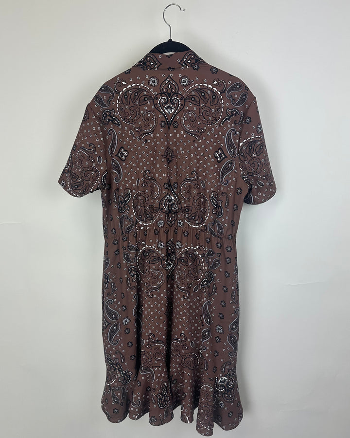 Brown Paisley Print Smock Dress - Size 4/6