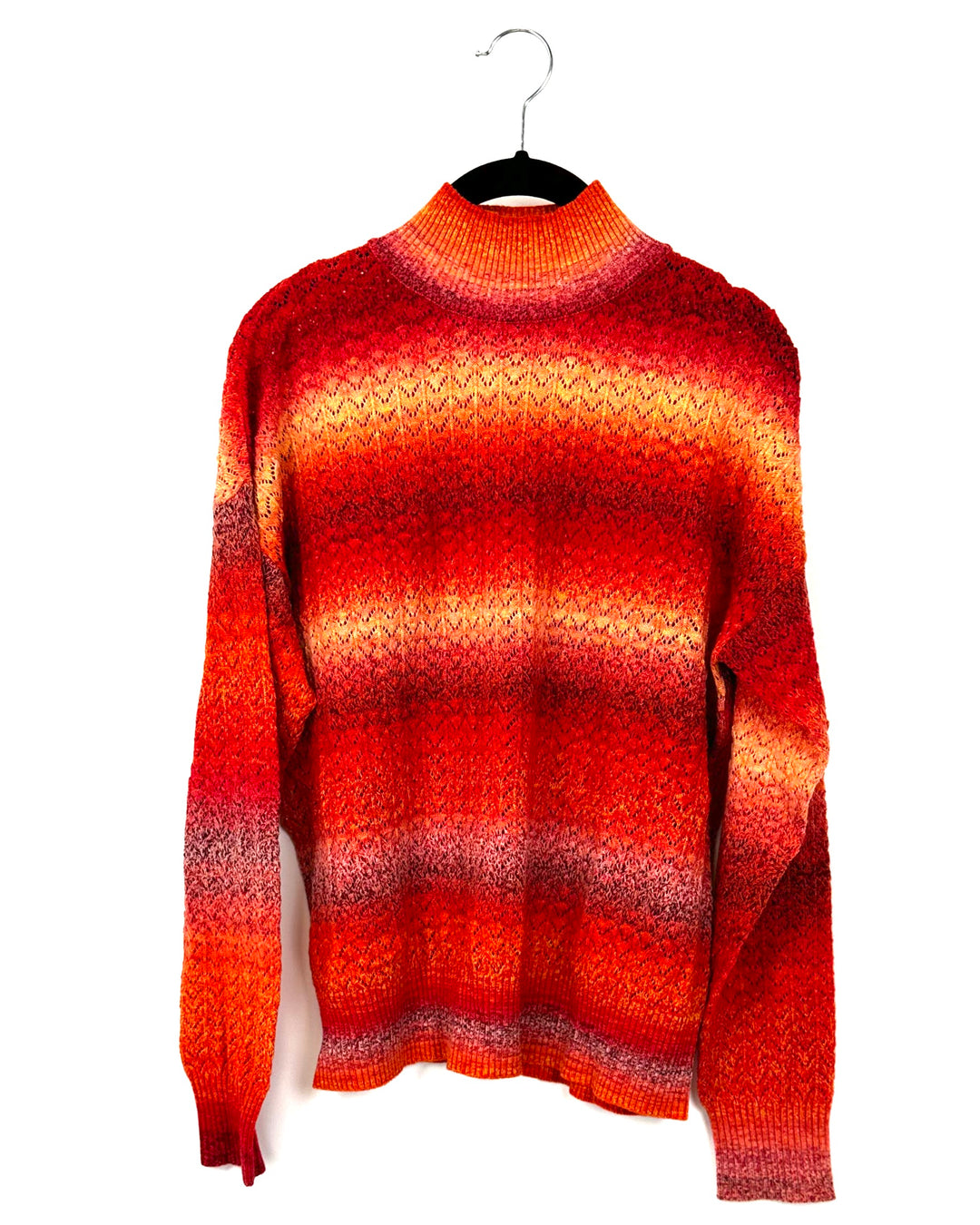 Red Gradient Knit Turtleneck Sweater - Small