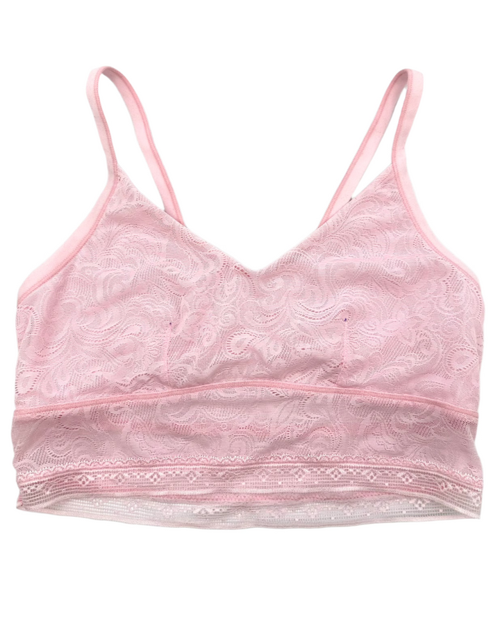 Pastel Pink Lace Unlined Bralette - Medium