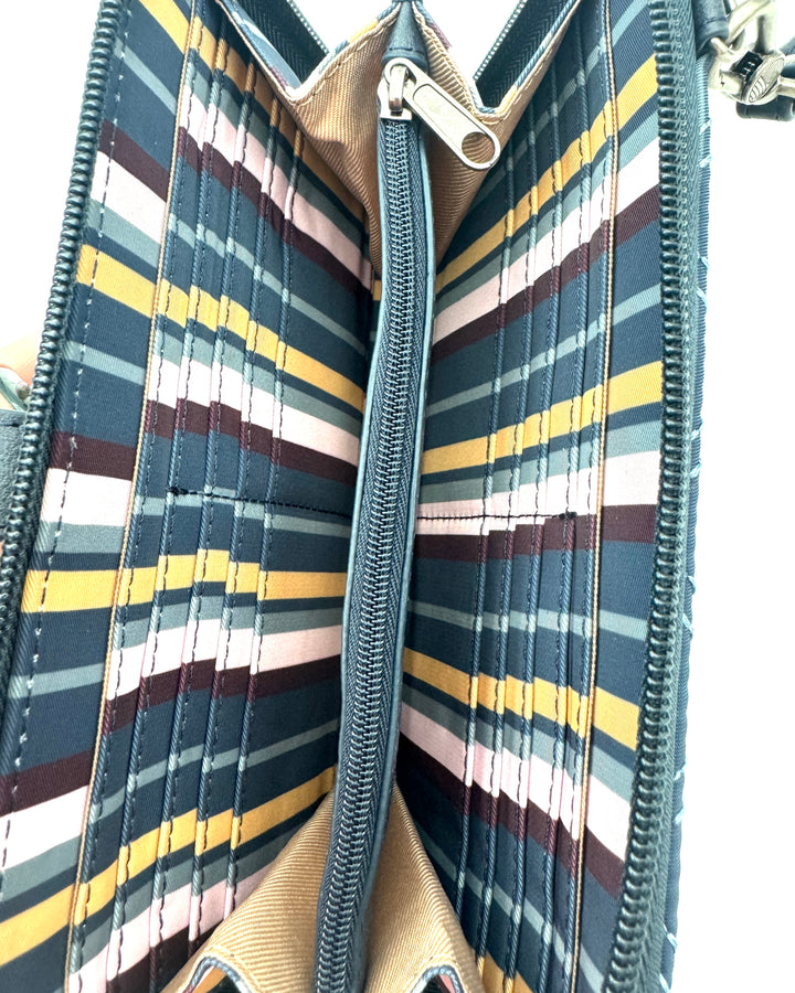 Blue Multicolor Multi Way Crossbody Wallet