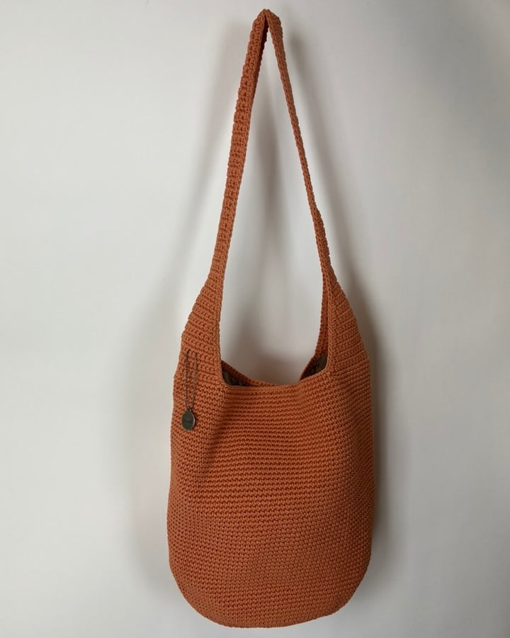 Orange Crochet Bucket Tote Bag