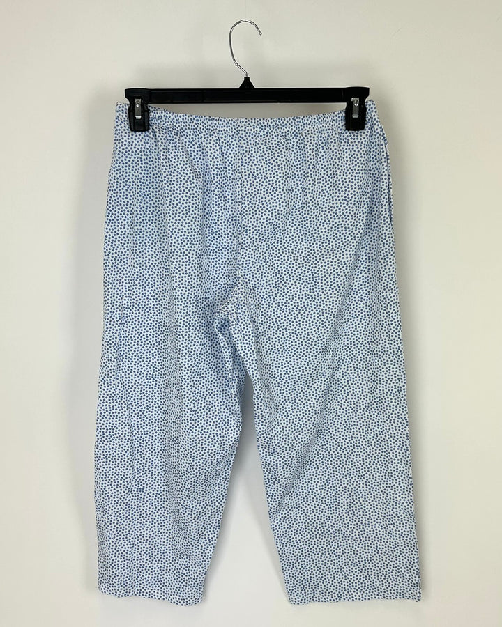 White And Blue Polka Dot Loungewear Pants - Size 4