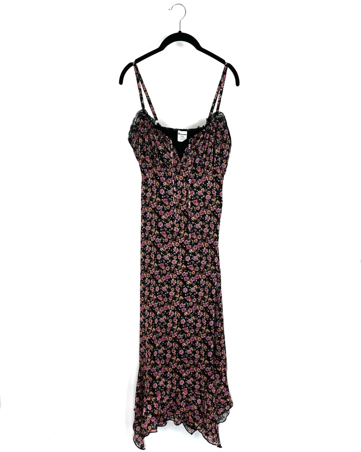 Black and Pink Floral Dress - Size 6/8