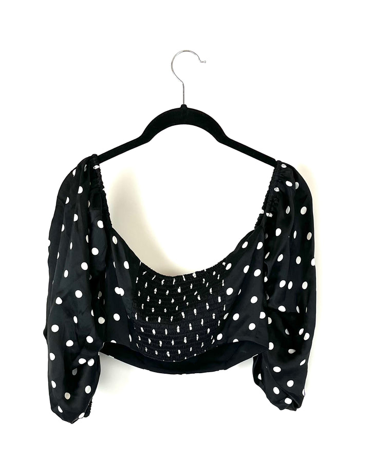 Polka Dot Off The Shoulder Top - Size 4