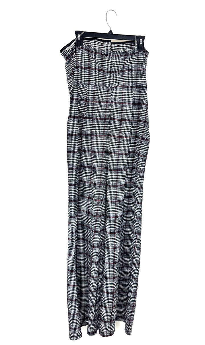 Black White and Red Plaid Strapless Jumpsuit - 1X