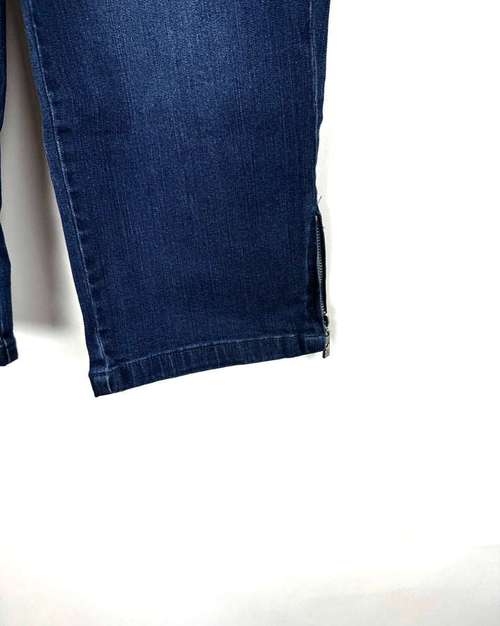 Dark Wash Cropped Zipper Jeans - Size 12