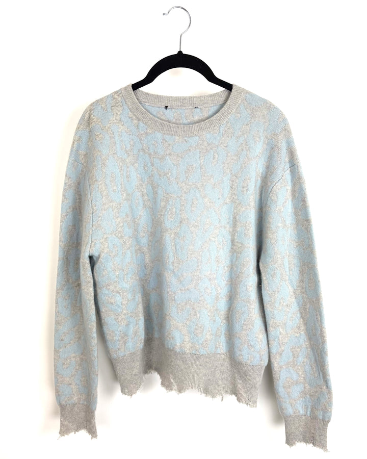 Light Blue Leopard Print Sweater- 4/6