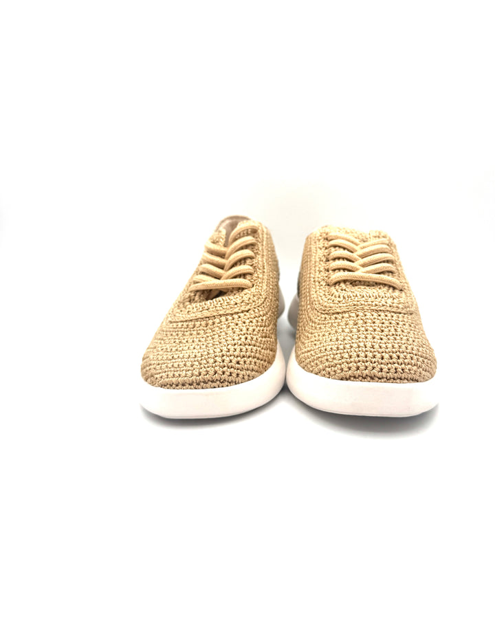 Beige Crochet Sneaker With Sun Detail - Size 6