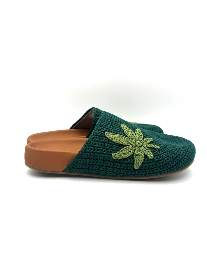 Dark Green Crochet Clogs - Size 6