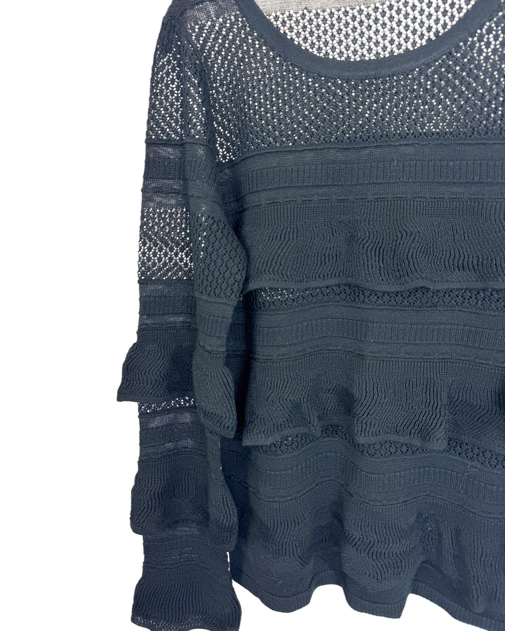 Black Sheer Ruffle Top - Size 4/6 and 10/12