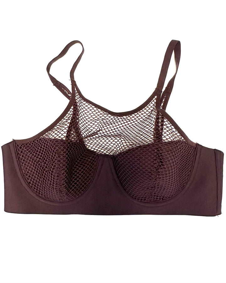 Dark Plum High Neck Mesh Bra - 34B