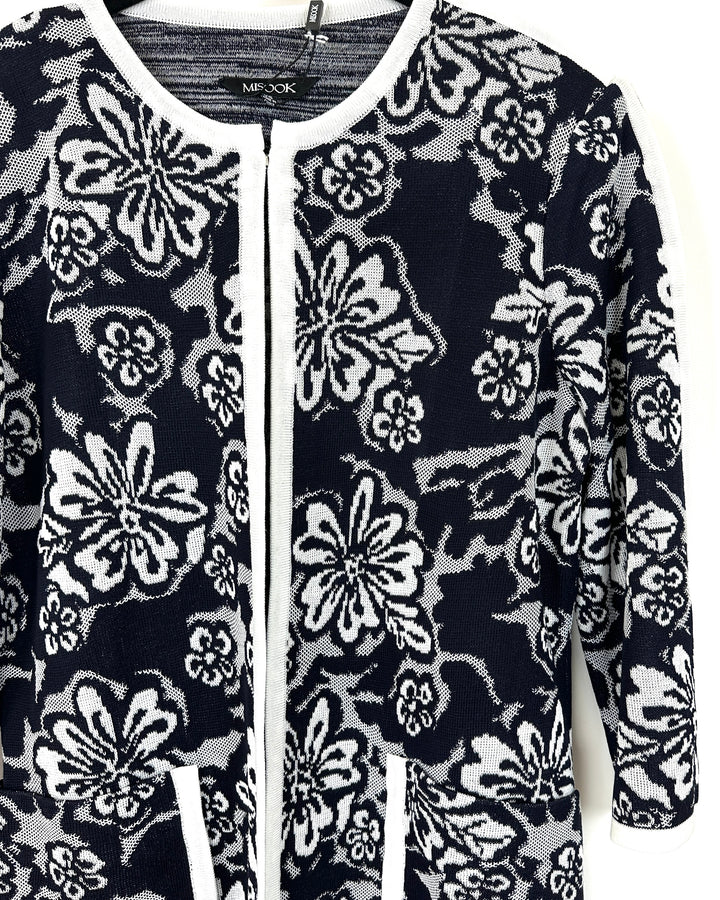 Midnight Blue And White Cardigan - Size 2-4