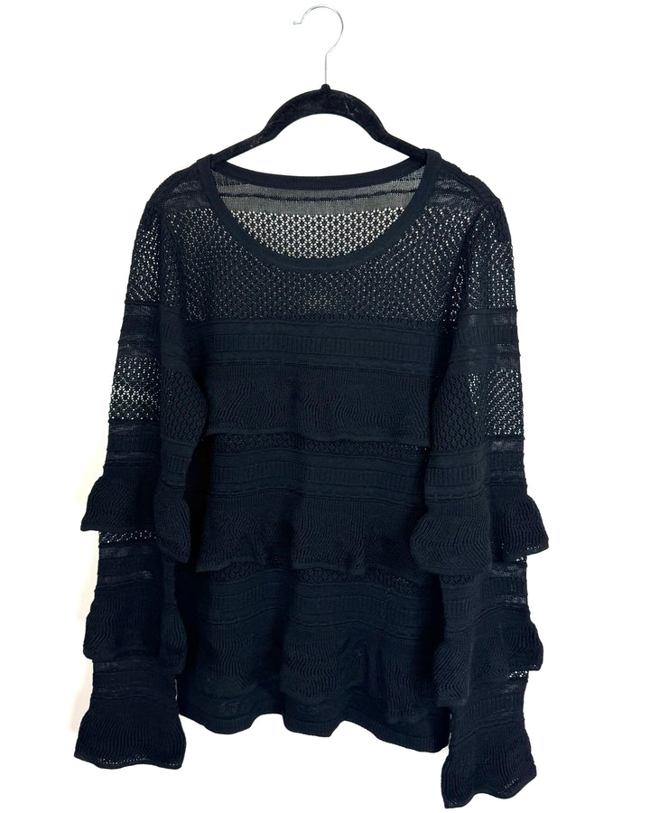Black Sheer Ruffle Top - Size 4/6 and 10/12