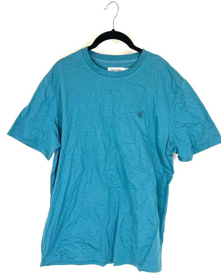 MENS Teal Polka Dot T-Shirt - Medium