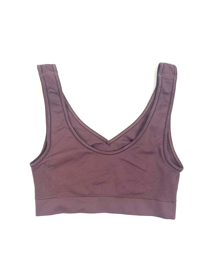 Dark Lilac V-neck Sports Bra - Extra Small