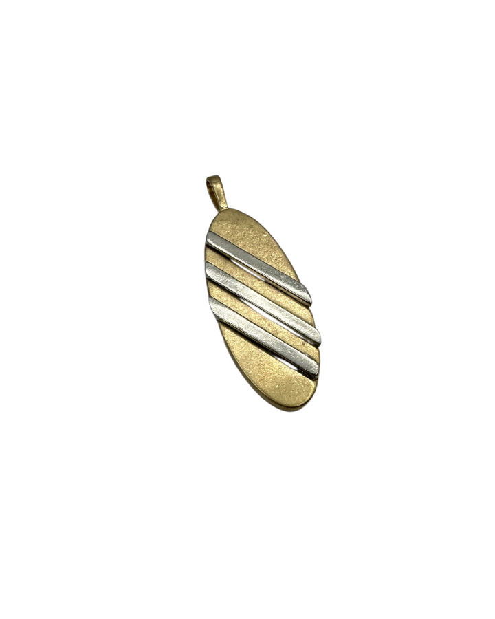 Gold Oval Charm With Silver Detailing