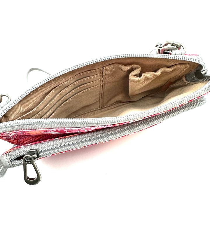 Pink Multi-Pattern Crossbody Bag/ Wristlet