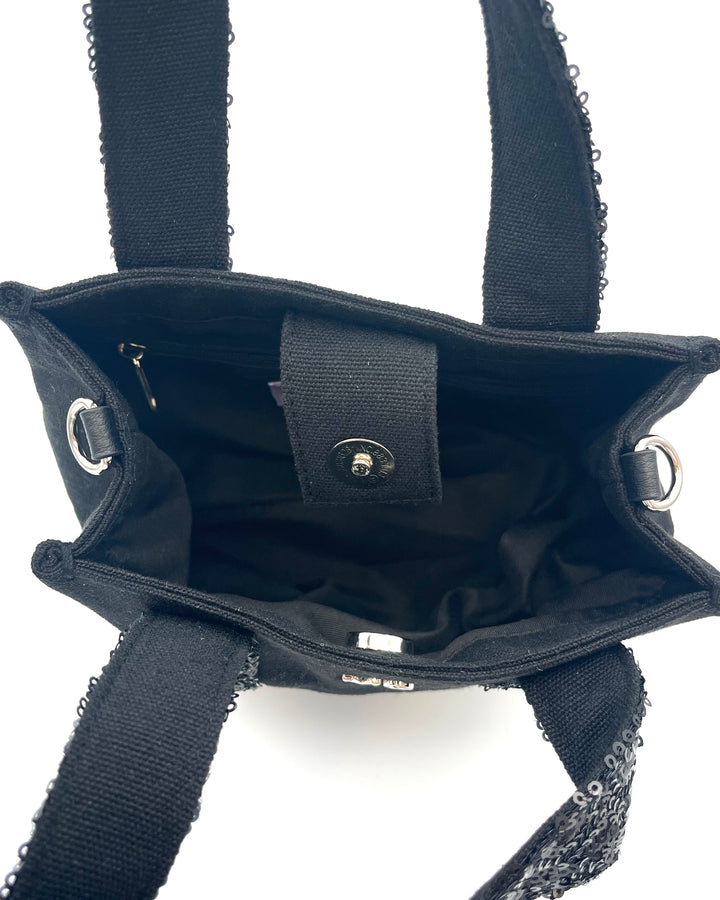 Black Sequin Mini Crossbody Bag With Rhinestone Coin Purse