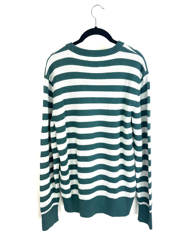Teal Striped Knit Sweater - Mens Medium / Womens Large