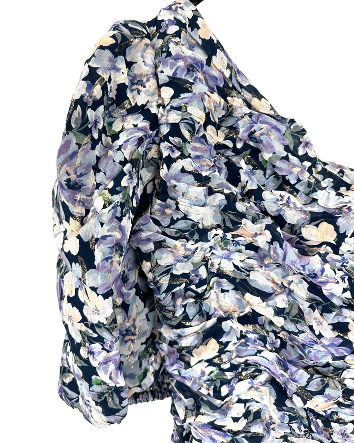 Blue Floral One-Shoulder Dress - Size 0/2