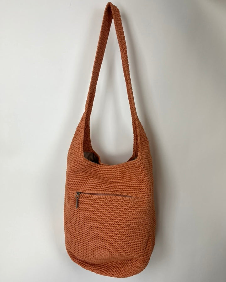 Orange Crochet Bucket Tote Bag