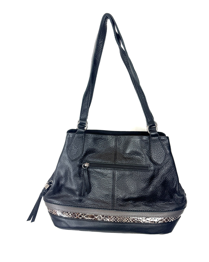 Black And Abstract Printed Satchel