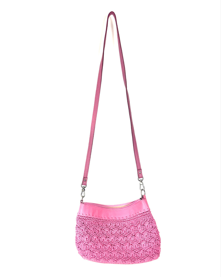 Pink Crochet Crossbody Bag