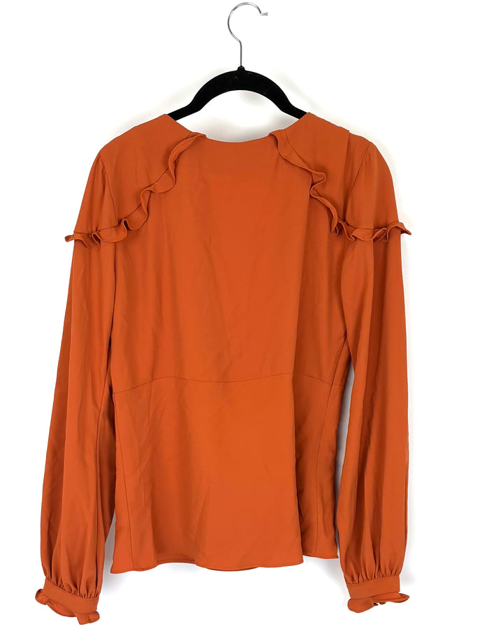 Orange V-Neck Ruffle Top - Size 4/6