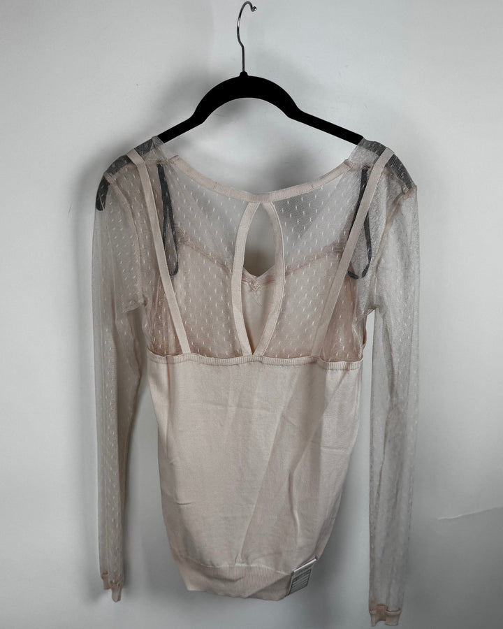 Soft Pink Long Sleeve Mesh Shirt - Size 2/4