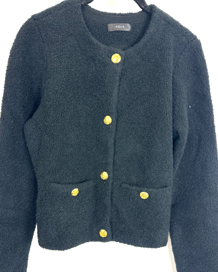 Black Fuzzy Jacket - Size 2/4