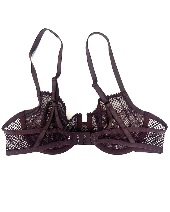 Dark Plum Sheer Lace Bra - 34B