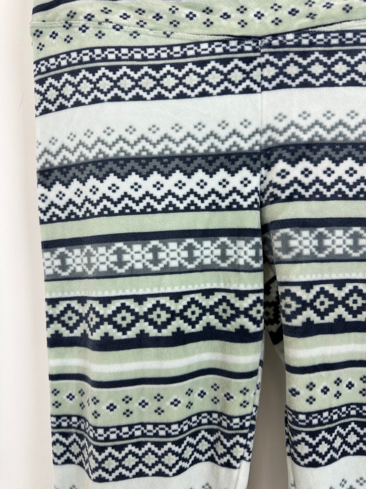 Navy and Mint Green Abstract Fleece Leggings - Extra Small - Large