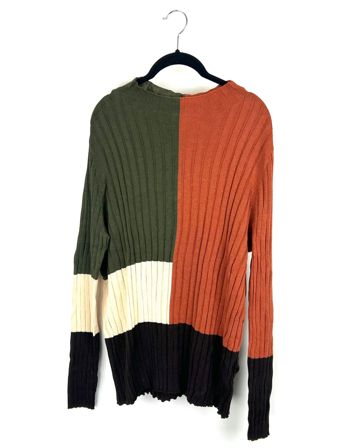 Earth Tones Sweater Knit Long Sleeve Top - Size 8/10