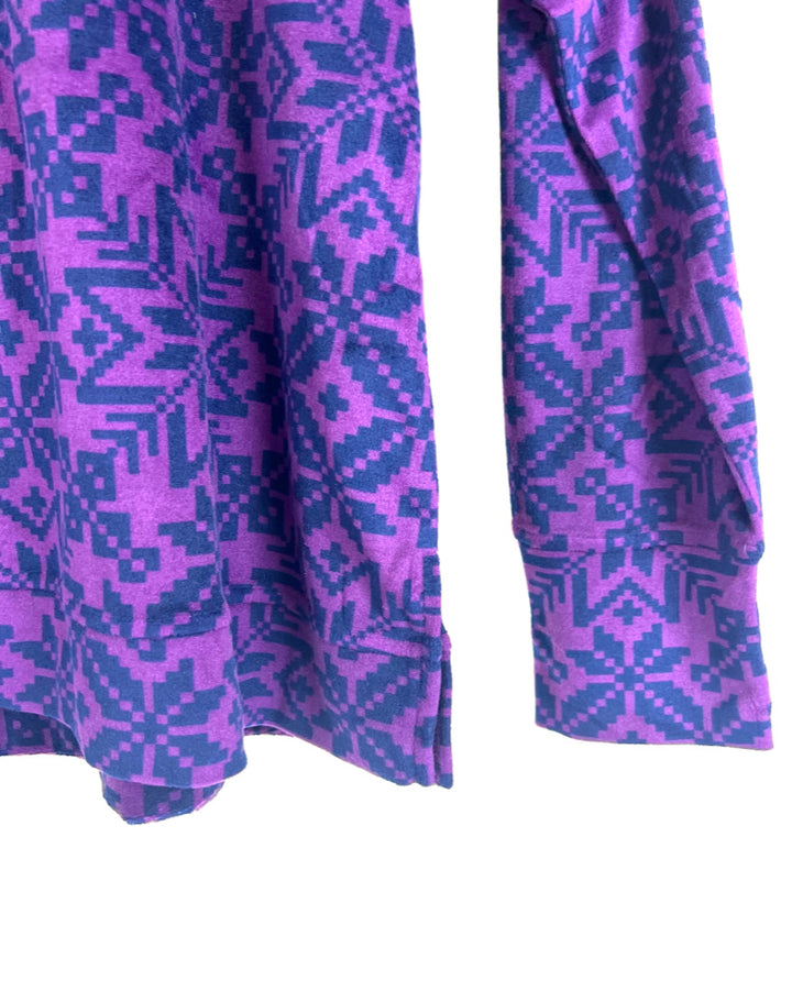 Purple Winter Pattern Long Sleeve Top - Size 14/16